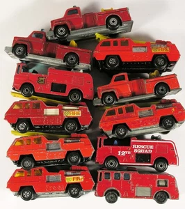 SCRAPYARD LOT 11 X MATCHBOX 44 13 35 FIRE ENGINE BLAZE MERRYWEATHER SNORKEL - Picture 1 of 6