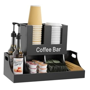 Coffee Station Organizer, Wooden Coffee Bar Organizer for Countertop, - Picture 1 of 7