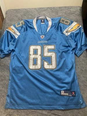 Vintage San Diego Chargers Antonio Gates Reebok Size 52 Powder Blue Jersey 866 - Image 1 of 4