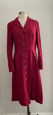 Linda Allard Ellen Tracy Red Button Up Linen Dress sz 10 New NWT - Image 1 of 4