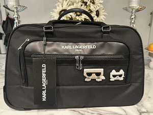 Karl Lagerfeld Paris RARE Black Duffle Bag Luggage Travel Weekender NWT - Picture 1 of 12
