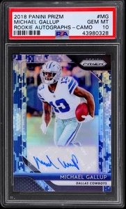 2018 Panini Prizm Michael Gallup Rookie Auto Camo Prizm #26 /5 PSA 10 Rookie RC - Picture 1 of 2