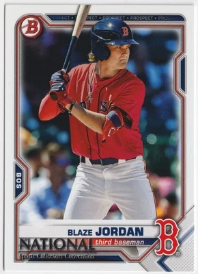 2021 Topps Bowman The National Convention Edition Blaze Jordan #46 Red Sox - Image 1 of 2