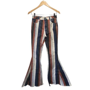 SAINTS & HEARTS Navy Rust Stripe Bell Bottom Flared Jeans Hose Damen Gr. M - Bild 1 von 5