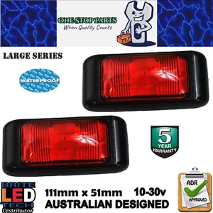 2 LARGE SERIES RED LED MARKER LIGHTS LAMPS M/Volt 10-30v ADR 5yr Warranty (2) - Picture 1 of 6