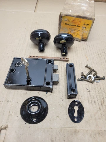 Vintage Blish Mize Silliman Lockset UNUSED In Original Box Gloss Black Cover