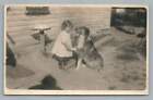 Collie Dog Shaking Hands w Girl RPPC "Helen Louise Brooks" Cute Antique Photo