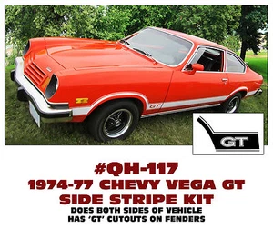 QH-117 1974-77 CHEVY VEGA - GT SIDE STRIPE KIT - GT CUTOUT ON FENDERS - Picture 1 of 1
