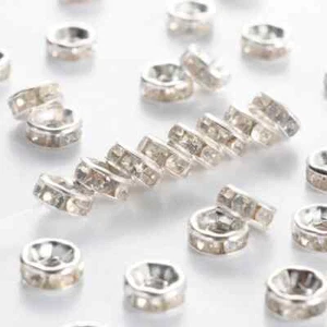 100Pcs Rhinestone Rondelle Spacer Beads Premium Quality Grade 4,5,6,7,8,10,12mm - Picture 1 of 5