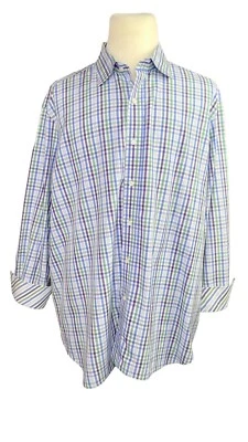 Camisa Tailorbryd 2XL Manga Larga Puño Abatible Abotonada Azul Púrpura Verde Cuadros Foto 1 de 4