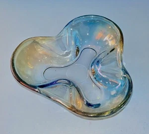 Iridescent Blue Dichromatic Glass Nut Candy Dish - Picture 1 of 11