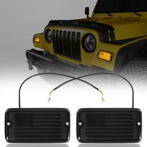 USA Flag White DRL Amber Turn Signal Smoke LED Light for Jeep Wrangler TJ 97-06 - Bild 1 von 12