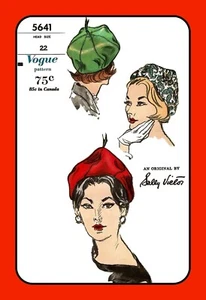 Sectional BERET Pattern Trio by Sally Victor Sz 22" Vogue 5641 Vintage 1960's - Picture 1 of 6
