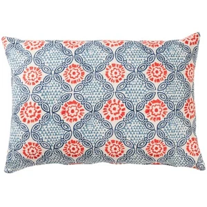 Cordoba Print Boudoir Cushion in Spice and Blue. Batik Moroccan Inspired. 17x12" - Picture 1 of 4