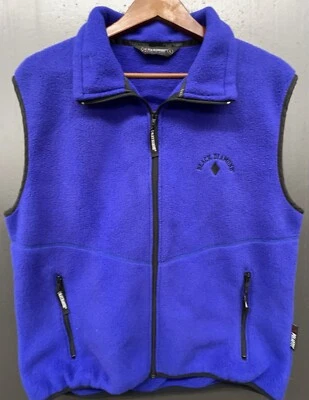Chaleco polar diamante negro para hombre L azul Polartec cremallera completa al aire libre escalada caminata EE. UU. Foto 1 de 4