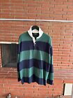 $195 Rowing Blazers Green / Navy Jagger Stripe Rugby Polo Shirt XL Extra Large