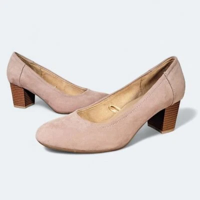 Naturalizer шикарный желтовато-коричневый искусственной замши блок каблуки насосы размер 6,5 классический карьера - Изображение 1 из 4