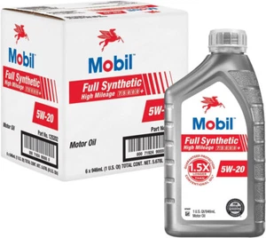Mobil Aceite de motor sintético completo de alto kilometraje 5W-20 125202 (6 Qt) - Picture 1 of 3
