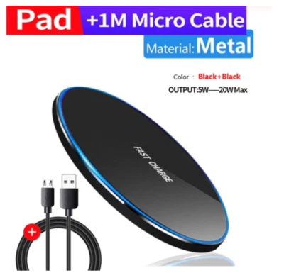 Fast wireless charger for iPhone 12 11 X XR XS 8 Samsung X Huawei OPPO 10/20W QI - Image 1 of 4