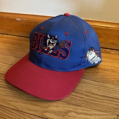 Vintage 90s Buffalo Bills Drew Pearson SnapBack Hat TAZ Looney Tunes NFL - Image 1 of 4