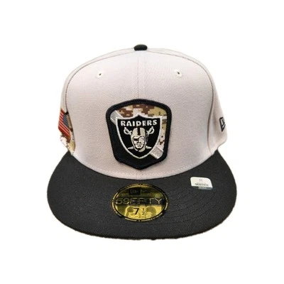 Las Vegas Raiders 帽子 Salute to Service New Era 59fifty 合身帽 尺寸 7 1/2 — 第 1/4 张图片