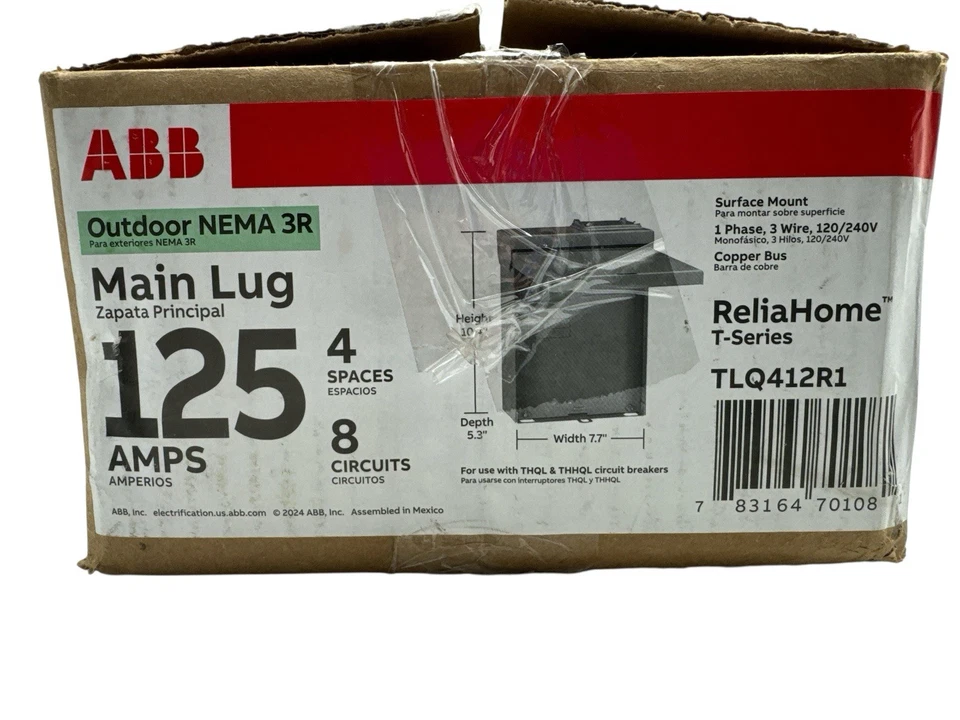 Panel principal exterior ABB 125A 4 espacios 8 circuitos TLQ412R1 (OB) Foto 1 de 4