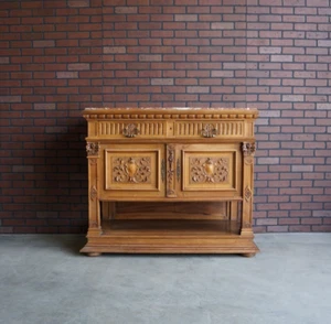 Antique Renaissance Marble Top Buffet ~ 19th Century French Walnut Sideboard - Picture 1 of 8