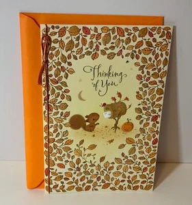 Modern UNUSED Halloween Card Hallmark Embossed Squirrel Mailbox Thinking of You - Picture 1 of 4