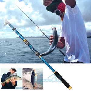 2.1m Fishing Rod Ultralight Carbon Fiber Telescopic Sea Spinning Pole 5 Sections - Picture 1 of 12