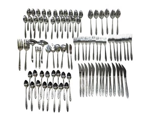 Juego de cubiertos National Stainless Japan diseño floral rosa 86 piezas - Imagen 1 de 10