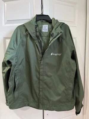 Jaqueta corta-vento Frogg Toggs masculina verde manga longa com zíper frontal com capuz tamanho M/G - Imagem 1 de 4