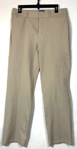 Dockers Women's Beige Tan Pinstripe Ideal Fit Metro Pant Straight Chinos 12 - Picture 1 of 10