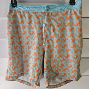 GenTeal Performance Medium Teal Koi Fish All Over Print Swim Board Shorts Trunks - Picture 1 of 7