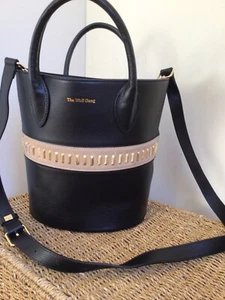 The Wolf Gang Black leather & Beige Suede trim Handbag with long strap, EU - Picture 1 of 9