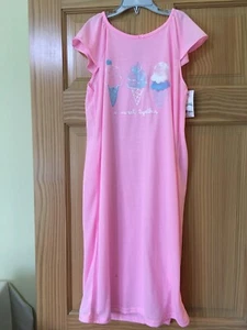 New Carter's Ice Cream Nightgown Nightshirt Girls Short Sleeve Neon Pink - Picture 1 of 1