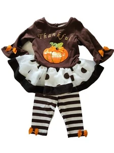 Rare Editions Baby Girl's Size 3 Months Thankful Pumpkin Tutu Legging Set - Picture 1 of 17