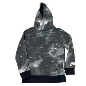 Nike Hoodie Boys 6 Gray All Over Print Fleece Warm Athletic Youth EUC - Picture 1 of 6
