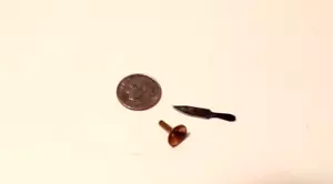 Dollhouse Miniature Handcrafted Brass Funnel and Carving Knife 1:12 scale - Picture 1 of 4