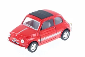 Fiat 500 w/ Sunrroof, Red - Kinsmart 5004D - 1/24 Scale Diecast Model Toy Car - Picture 1 of 6
