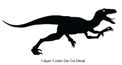 Dinosaurio - Velociraptor corriendo #6 - Período Jurásico - 4-21" de ancho - Calcomanía troquelada Foto 1 de 4