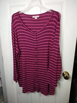 Camisa Mujer Dentro 18/20 L Rosa Rayas Botón Frontal Suave Manga Larga Foto 1 de 4