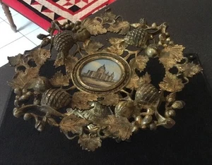 Ornate Antique Victorian Grand Tour Brass Bronze Tazza Comport Eglomise St Pauls - Picture 1 of 12
