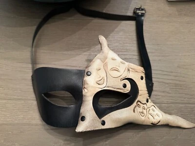 Винтажная Кожаная Маска Марди Гра Паровой Панк Готическое Искусство Трагедия Комедия - Изображение 1 из 4