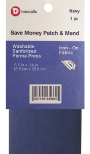 Iron-On Mending Fabric Repair Patch 6.5 x 14 Inch Compare to Bondex - Navy - Picture 1 of 6