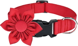 Collar de Navidad Malier para perro con flor, collar de Navidad para perro rojo con anuncio de hebilla - Imagen 1 de 14
