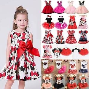 Kinder Mädchen Minnie Maus Kostüm Kleid Karneval Kleidung Fasching Partykleider-