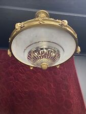 XL ANTIQUE ORMOLU CUT ETCHED GLASS CEILING BOWL LOUIS XV 19th CENTURY LIGHT