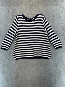 Seraphine 3/4 Arm Strickpullover Oberteil Damen Gr. M weiß blau gestreift - Bild 1 von 22