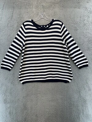 Top pulóver tejido manga 3/4 Seraphine para mujer talla mediana blanco azul rayas Foto 1 de 4