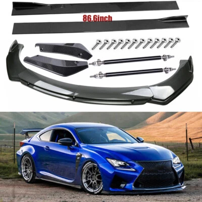 Carbon Fiber Front Bumper Lip Side Skirt Strut Rods FFor Lexus RC350 RC F-Sport Foto 1 de 4
